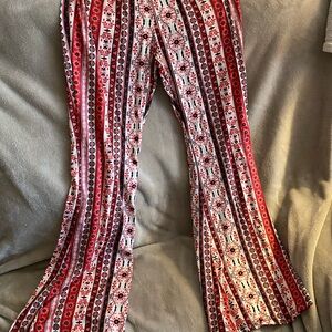 Bohemian Red and White Patterned Pants